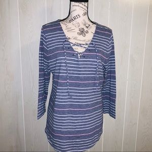 Sonoma striped 3/4 sleeve top